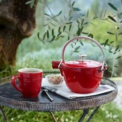 Staub 1 Qt. Round Tea Kettle | Cherry Red -Le Creuset shop 000016940