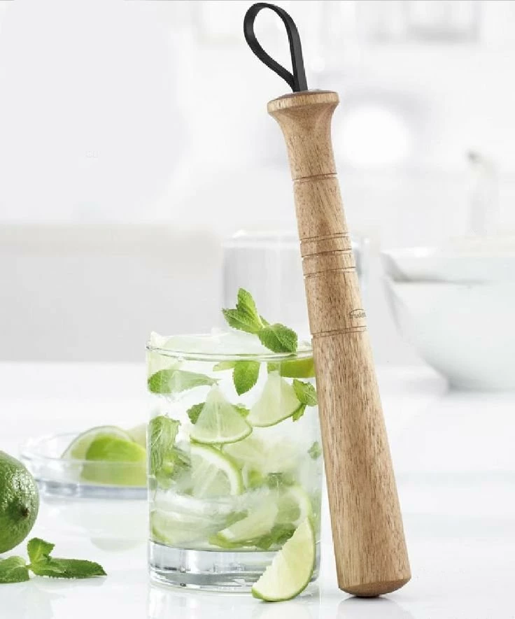 Trudeau Cocktail Muddler With Leather Strap | Acacia Wood 4 Trudeau Cocktail Muddler With Leather Strap | Acacia Wood - Image 2