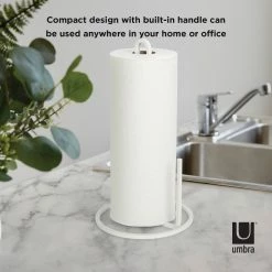 Umbra Squire Vertical Paper Towel Holder | White -Le Creuset shop 1004313 660 squire wht co04