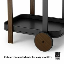 Umbra Bellwood Bar/Serving Cart | Black Walnut -Le Creuset shop 1015392 048 bellwood bar cart blk nat co02