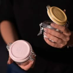 Bormioli Rocco 6.75oz Swing Top Fido Jar | Pink Top -Le Creuset shop 141360mrg121313 3