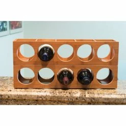 Lipper International Stacking 5-Bottle Wine Rack | Bamboo -Le Creuset shop 8305 horiz