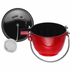 Staub 1 Qt. Round Tea Kettle | Cherry Red -Le Creuset shop 872078006792 2