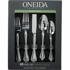 Oneida 18/0 Stainless Steel 45-Piece Flatware Set | Boutonniere -Le Creuset shop 91d834ywmjl. ac sl1500