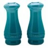 Le Creuset 2-Piece Salt & Pepper Shakers | Caribbean Blue -Le Creuset shop caribbean blue salt and pepper shakers 1 1