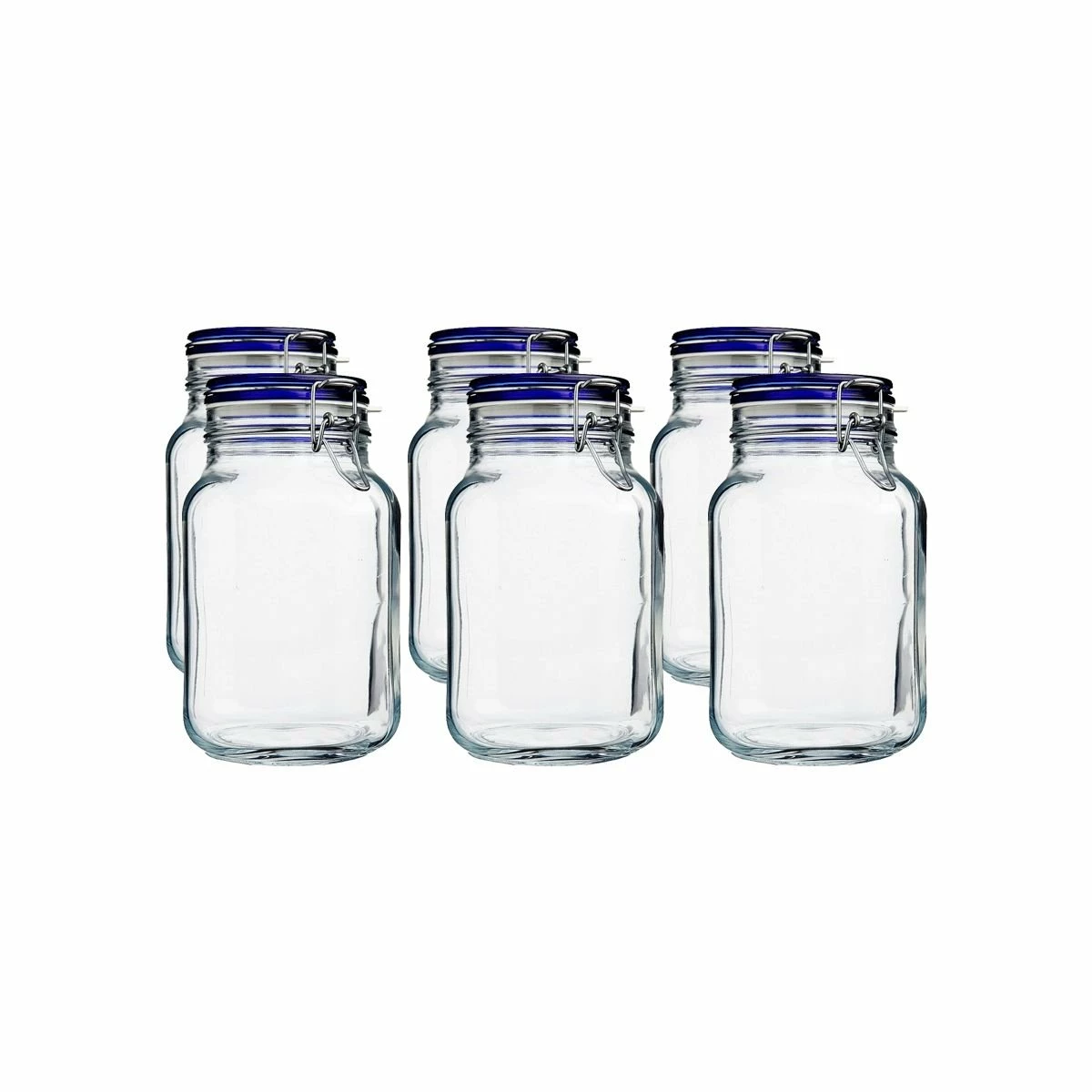 Bormioli Rocco 2L Swing Top Fido Glass Jars - Blue Lid | 6-pack 3 Bormioli Rocco 2L Swing Top Fido Glass Jars - Blue Lid | 6-pack