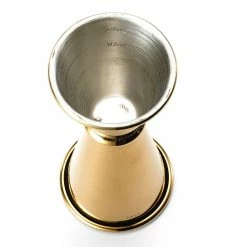 Mercer Barfly 1oz X 1.5oz Japanese Style Jigger | Gold Plated -Le Creuset shop m37003gd barfly gold plated jigger 1.5oz inside