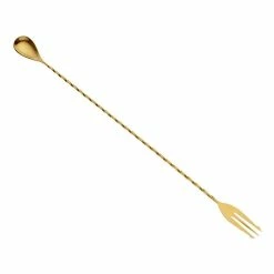Mercer Barfly 15.75" Bar Spoon With Fork | Gold Plated