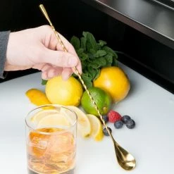 Mercer Barfly 11.8" Classic Bar Spoon | Gold Plated -Le Creuset shop mercer barfly 11.8in gold plated teardrop bar spoon m37012gd length