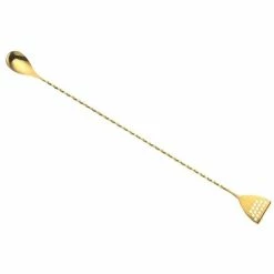 Mercer Barfly 15.75" Bar Spoon With Strainer | Gold Plated
