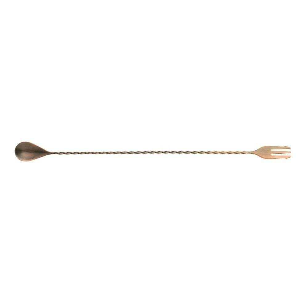 Mercer Barfly 15.75" Bar Spoon With Fork | Antique Copper 4 Mercer Barfly 15.75" Bar Spoon With Fork | Antique Copper - Image 2