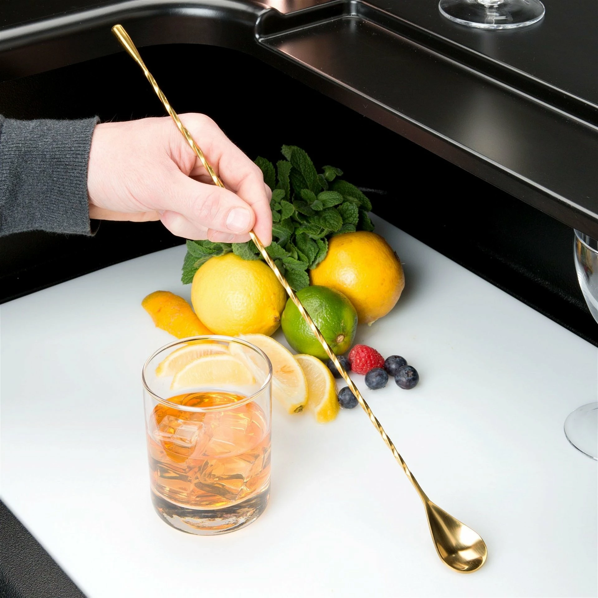 Mercer Barfly 15.75" Classic Bar Spoon | Gold Plated 8 Mercer Barfly 15.75" Classic Bar Spoon | Gold Plated - Image 6