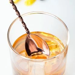 Mercer Barfly 15.75" Classic Bar Spoon | Copper Plated -Le Creuset shop mercer barfly copper plated classic teardrop bar spoon stirring 1