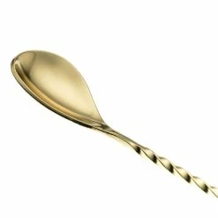 Mercer Barfly 13.2" Japanese-Style Bar Spoon | Gold Plated -Le Creuset shop mercer barfly gold plated japanese style bar spoon spoon end