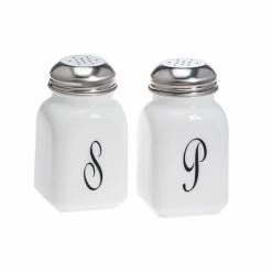 Mosser Glass Monogram Salt & Pepper Set | Milk