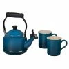 Le Creuset 1.25 Qt. Demi Kettle Tea Pot & 14oz Mugs Set | Deep Teal -Le Creuset shop qs9403 7d 1