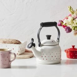 Le Creuset L'Amour Collection 1.25 Qt. Demi Kettle With Heart Applique | White -Le Creuset shop rs18294 221017 lecreuset lamourcollection horiz ret