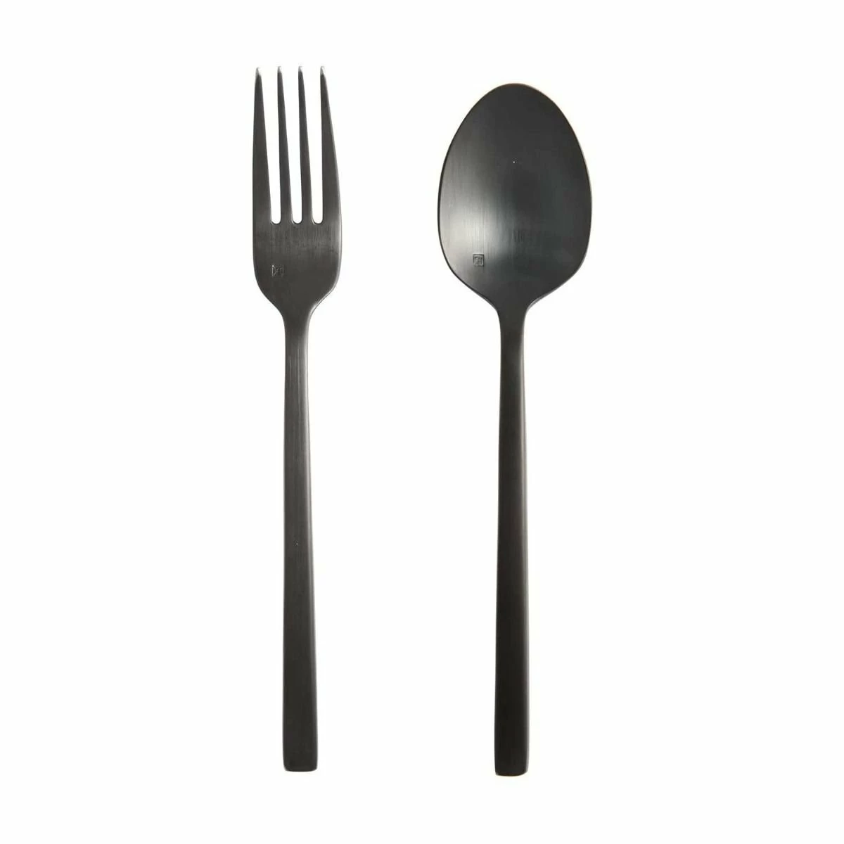 Fortessa Arezzo Brushed Black Serving Fork & Spoon Set 3 Fortessa Arezzo Brushed Black Serving Fork & Spoon Set